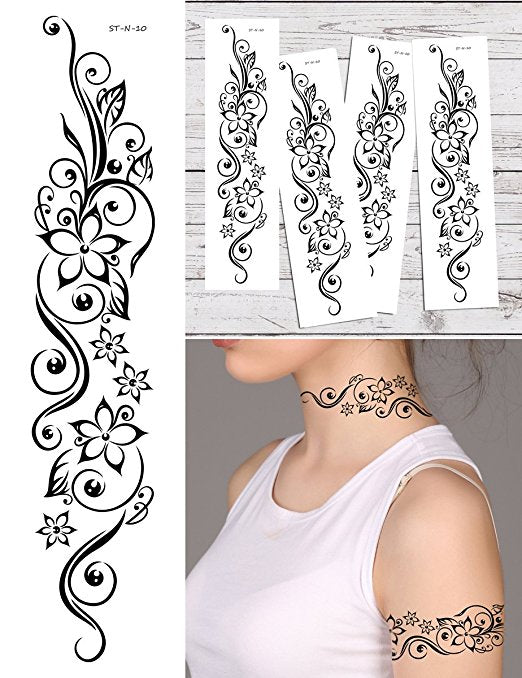 Black Floral Temporary Tattoo, Flower Tattoo, Temporary Tattoo Sleeve, Arm  Tattoo, Festival Jewelry, Festival Accessories, Fake Tattoos, Floral  Vintage Traditional Black – MyBodiArt