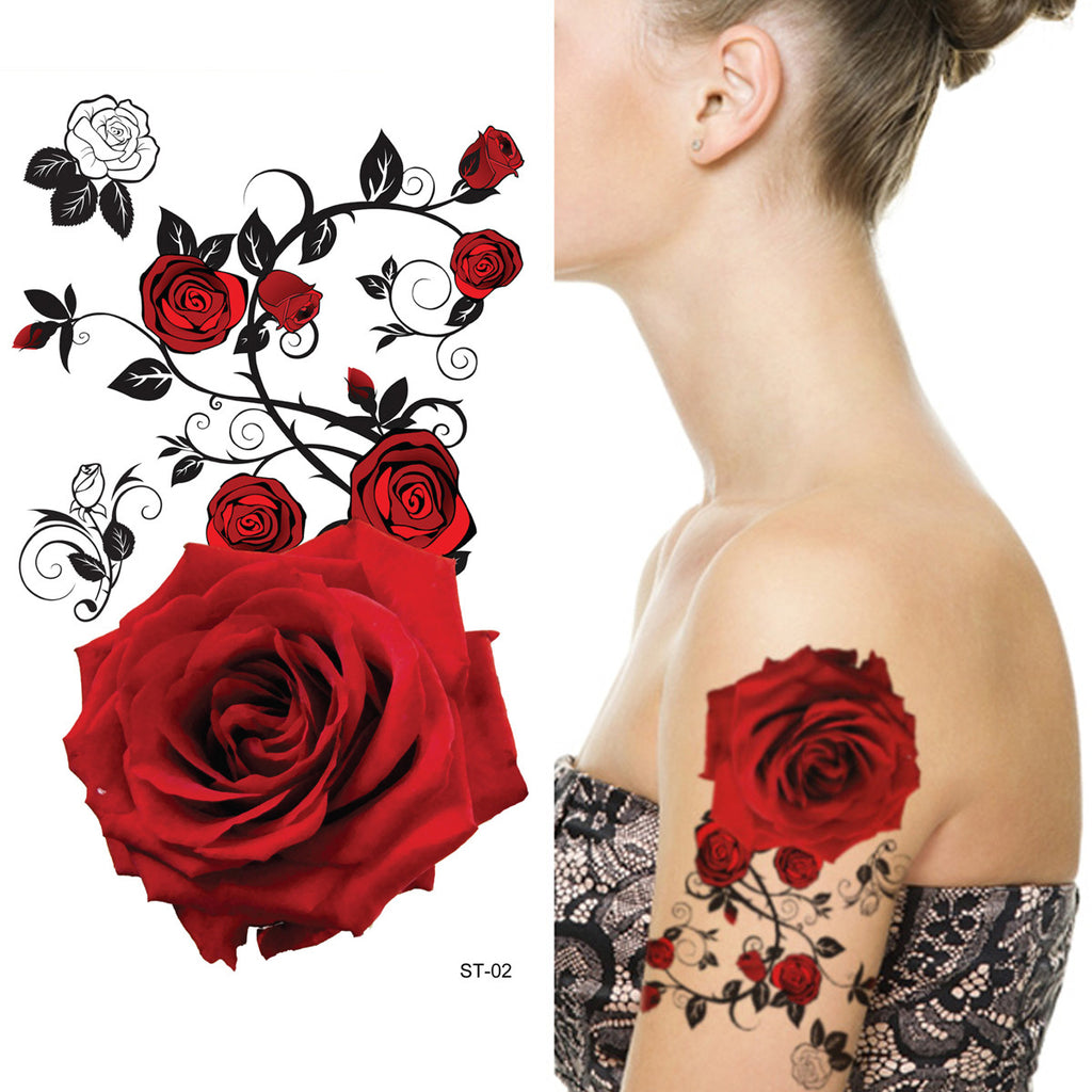 black and red rose tattoo