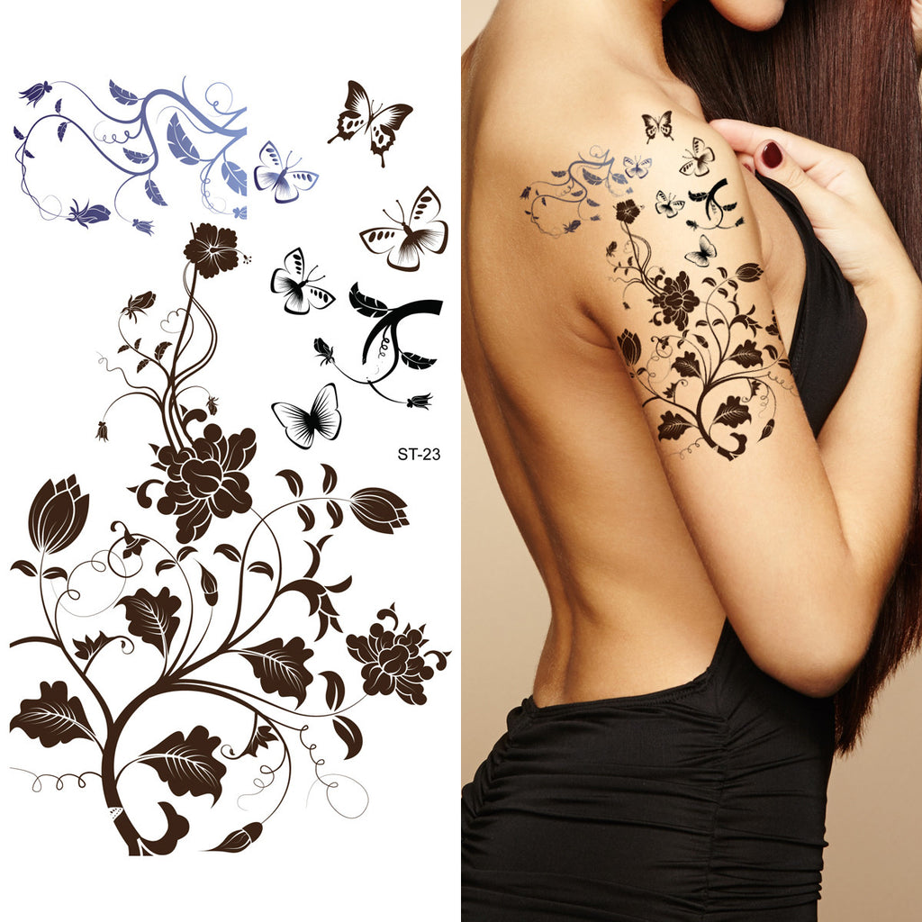 Tattoo of Flowers Vines Thigh
