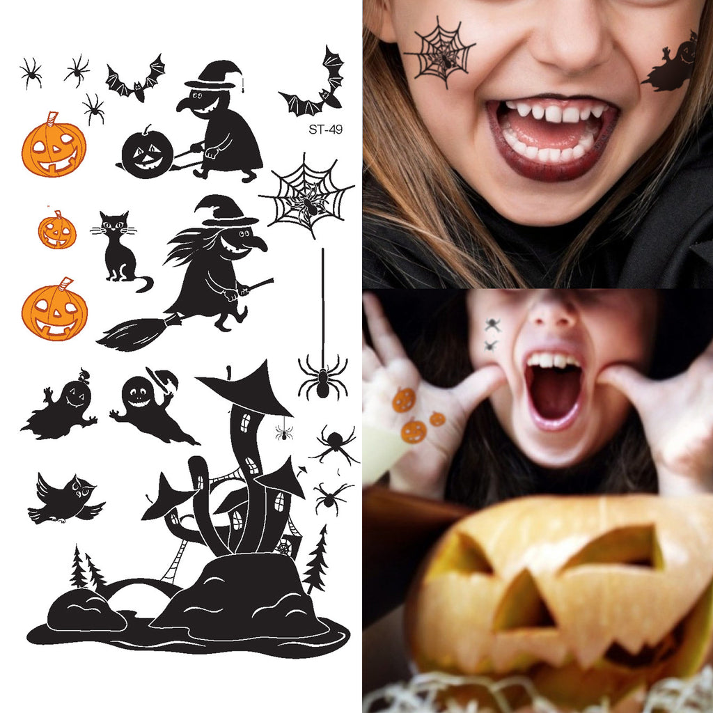 Halloween temporary tattoos for children, Halloween face stickers,  waterproof, cute cartoon, fake body, makeup, party decor - AliExpress